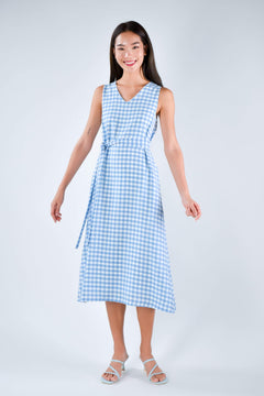 EIRIAN TWO-WAY GINGHAM DRESS IN BLUE ...